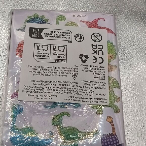 46pcs Kids Diamond Painting Stickers Set | Cartoon Dinosaur Craft Kit - Picture 3 of 4